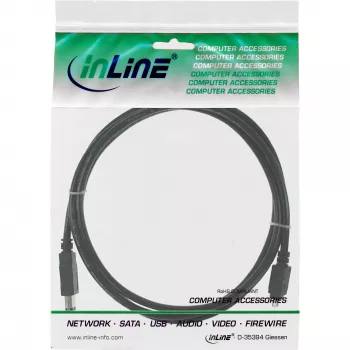 InLine kábel FireWire 400 IEEE1394, 4-pinový samec na 6-pinový samec, 1,8 m, čierny