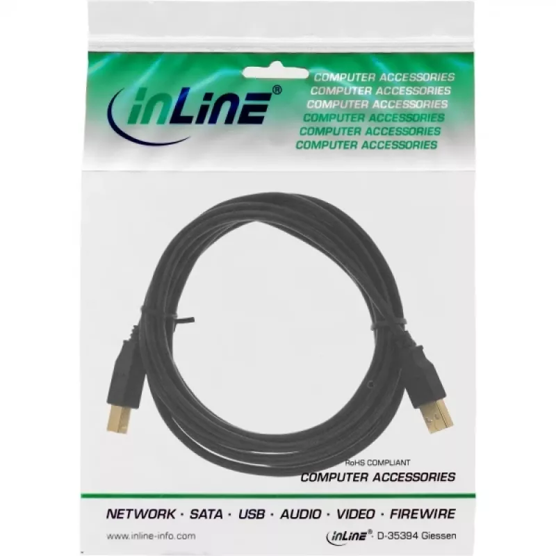 USB 2.0 predlžovací kábel typ A konektor samec/konektor samica InLine 34605B čierny 5m