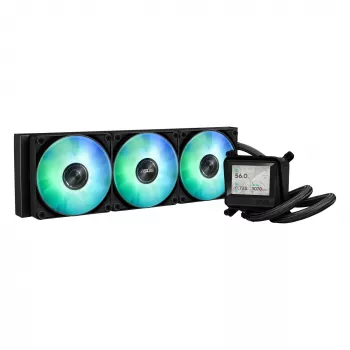 All-in-One kvapalinový chladič ASUS MAX GAMING LC 360 ARGB LCD — 360-mm radiátor, 120-mm ventilátor, podporuje AM4/AM5/LGA1700, čierny