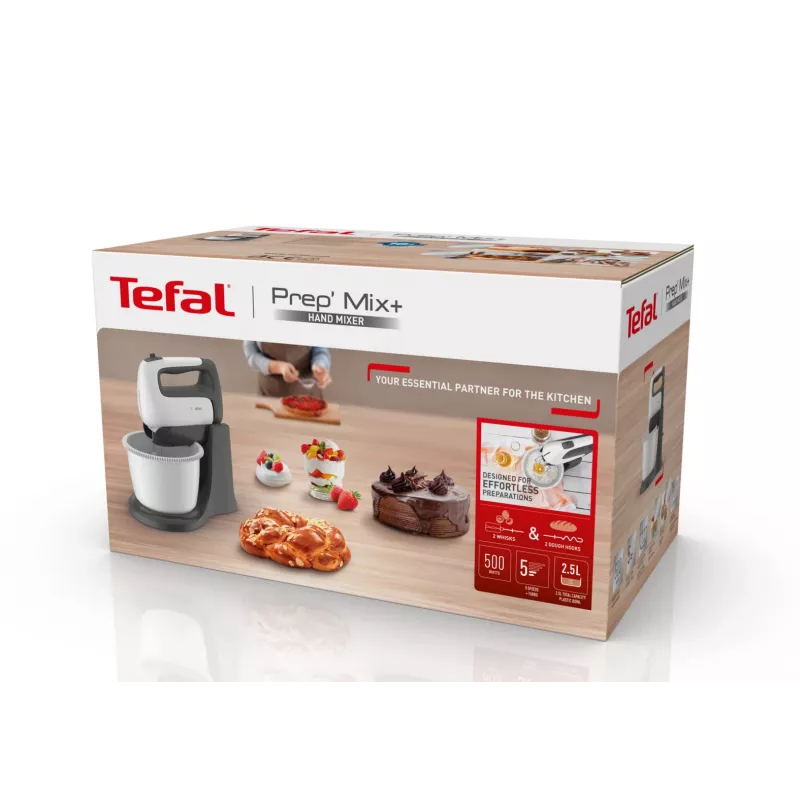 Tefal PrepMix+ HT464138 ručný mixér so stojanovou misou 500 W sivý/biely