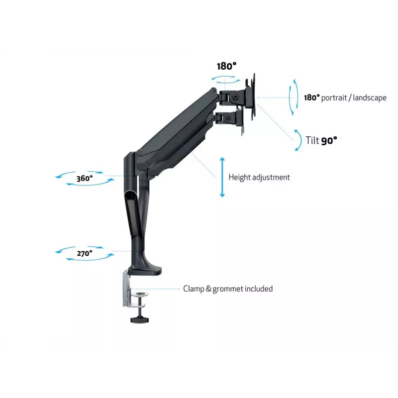 Multibrackets M Deskmount plynová pružina duálny čierny
