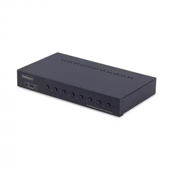 StarTech.com 8-portový HDMI KVM prepínač s 1U rackmount kitom, 4K 60Hz HDMI 2.0, tlačidlové a hotkey prepínanie, 4-portový USB hub, nezávislý od operačného systému, TAA kompatibilný