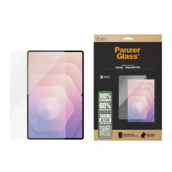 Ochranné sklo displeja PanzerGlass pre Samsung Galaxy Tab S11 Ultra — tvrdené sklo, Ultra-Wide Fit, transparentné, suchá aplikácia