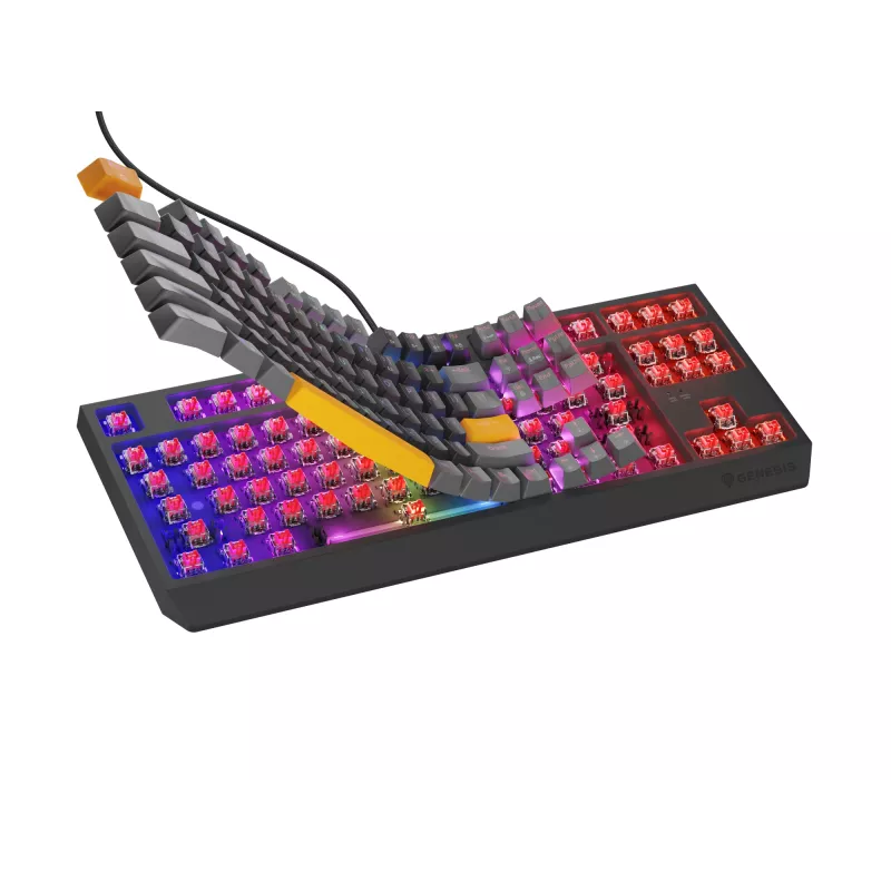 GENESIS Thor 230 TKL klávesnica Gaming USB + RF Wireless + Bluetooth QWERTY čierna, sivá, oranžová
