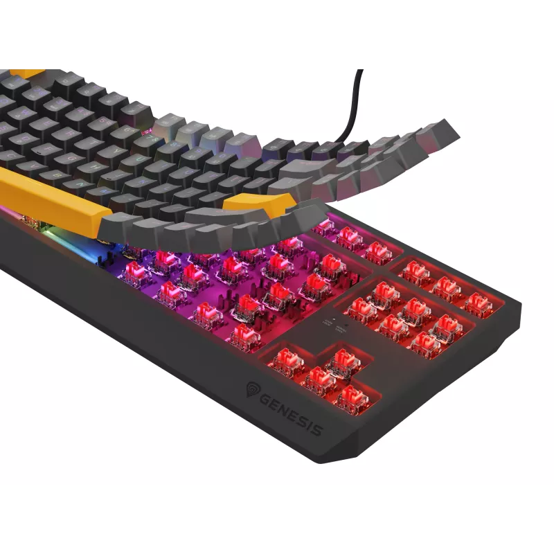 GENESIS Thor 230 TKL klávesnica Gaming USB + RF Wireless + Bluetooth QWERTY čierna, sivá, oranžová