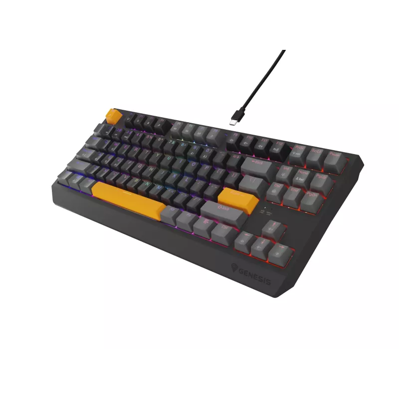 GENESIS Thor 230 TKL klávesnica Gaming USB + RF Wireless + Bluetooth QWERTY čierna, sivá, oranžová