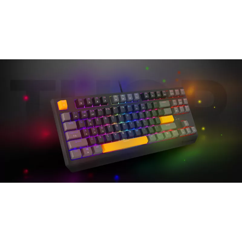 GENESIS Thor 230 TKL klávesnica Gaming USB + RF Wireless + Bluetooth QWERTY čierna, sivá, oranžová