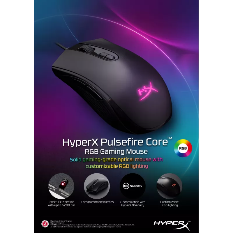HyperX Pulsefire Core – herná myš (čierna)