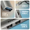 USB hub AXAGON HUE-STA — 4-portový hliníkový pás, 1× USB-A 5 Gbit/s + 2× USB-A & 1× USB-C 480 Mbit/s, USB-A host, sivý