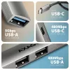 USB hub AXAGON HUE-STC, 4-portový hliníkový pás, 1x USB-A 5 Gbit/s + 2x USB-A & 1x USB-C 480 Mbit/s, USB-C host, 12 cm kábel, sivý