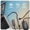 USB hub AXAGON HUE-STC, 4-portový hliníkový pás, 1x USB-A 5 Gbit/s + 2x USB-A & 1x USB-C 480 Mbit/s, USB-C host, 12 cm kábel, sivý