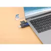 Manhattan USB-A / USB-C kombinovaná multi čítačka/zapisovačka kariet, 5 Gbit/s (USB 3.2 Gen1 alias USB 3.0), konektor samec na microSD a SD/MMC sloty, mini formát, SuperSpeed USB, Windows alebo Mac, čierna/transparentná, trojročná záruka