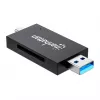 Manhattan USB-A / USB-C kombinovaná multi čítačka/zapisovačka kariet, 5 Gbit/s (USB 3.2 Gen1 alias USB 3.0), konektor samec na microSD a SD/MMC sloty, mini formát, SuperSpeed USB, Windows alebo Mac, čierna/transparentná, trojročná záruka