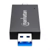 Manhattan USB-A / USB-C kombinovaná multi čítačka/zapisovačka kariet, 5 Gbit/s (USB 3.2 Gen1 alias USB 3.0), konektor samec na microSD a SD/MMC sloty, mini formát, SuperSpeed USB, Windows alebo Mac, čierna/transparentná, trojročná záruka