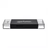 Manhattan USB-A / USB-C kombinovaná multi čítačka/zapisovačka kariet, 5 Gbit/s (USB 3.2 Gen1 alias USB 3.0), konektor samec na microSD a SD/MMC sloty, mini formát, SuperSpeed USB, Windows alebo Mac, čierna/transparentná, trojročná záruka