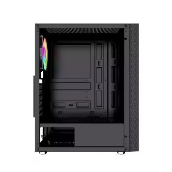 PC skriňa GEMBIRD Fornax 2500 Midi Tower čierna — podpora ATX/ITX, tvrdené sklo, RGB, 3x120 mm vpredu, 2x2,5-palcové pozície