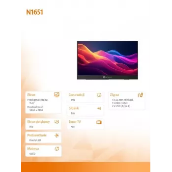 Monitor Neovo N1651 15 palcov OLED 4K USB-C mHDMI 400n