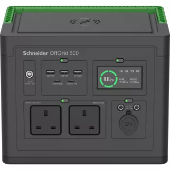 APC SE OffGrid prenosná powerstation 500 – Li-Ion batéria, LCD, 2x UK zásuvky, 3x USB-A, 2x USB-C, 3x 12V, bezdrôtová nabíjačka