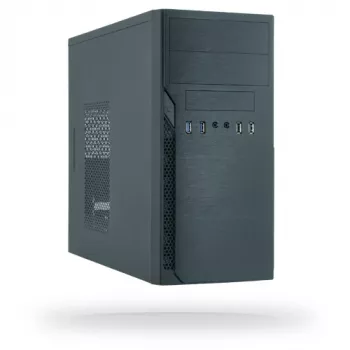 PC skriňa CHIEFTEC ATX Mini-Tower Alu Brossé SECC čierna — Micro ATX, 2×3,5