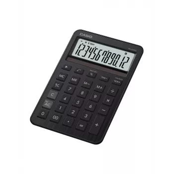 Stolná kalkulačka CASIO MS-200DQ — Basic, 12-miestna, batéria/solár, daňové & ziskové funkcie, čierna