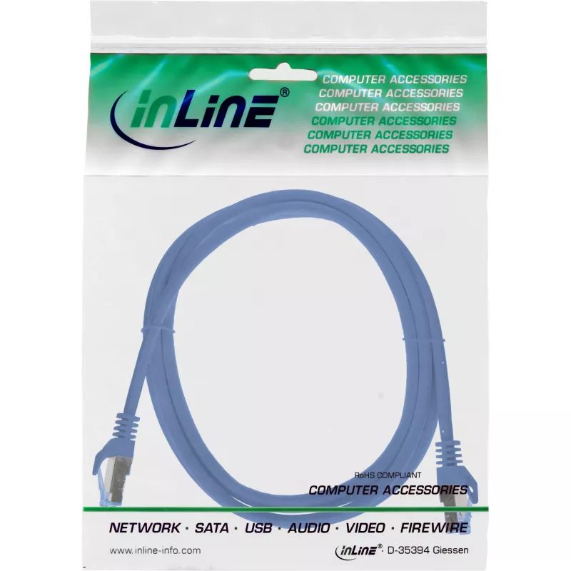 InLine 72603B sieťový kábel modrý 3 m Cat6a S/FTP (S-STP)
