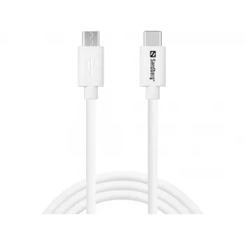 Sandberg USB-C>MicroUSB nabíjací kábel 1m, 1 m, USB C, Micro-USB B, biely