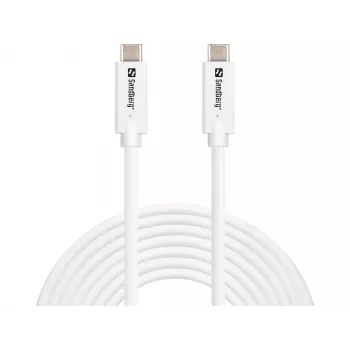 Sandberg USB-C>C USB 3.2 Gen2 100W, 5m, 5 m, USB C, USB C, USB 3.2 Gen 2 (3.1 Gen 2), 10 Gbit/s, biely