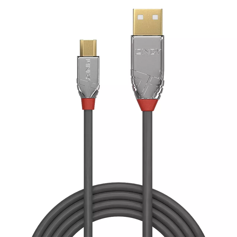 Lindy 1m USB 2.0 Type A to Micro-B kábel, Cromo Line, 1 m, USB A, Micro-USB B, USB 2.0, 0.48 Gbit/s, sivý