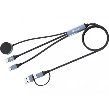 Sandberg 3in1 Travel Charge kábel 100W, 1,2 m, USB A/USB C, čierny
