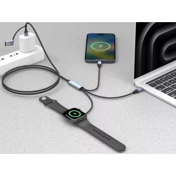 Sandberg 3in1 Travel Charge kábel 100W, 1,2 m, USB A/USB C, čierny