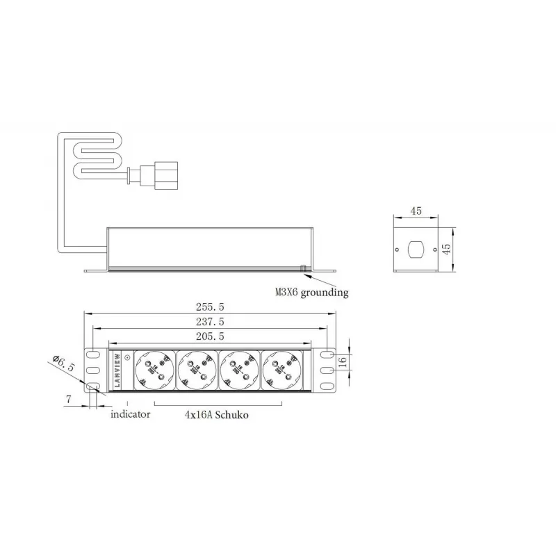 Rack PDU Lanview LVR-2MSCH-SCH-C13-4 – Lanview jednotka rozvodu napájania model LVR-2MSCH-SCH-C13-4