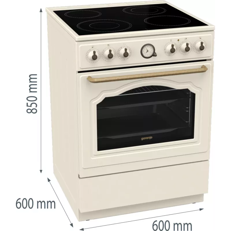 Gorenje GECS6B70CLI voľne stojaci sporák sklokeramická varná doska béžová