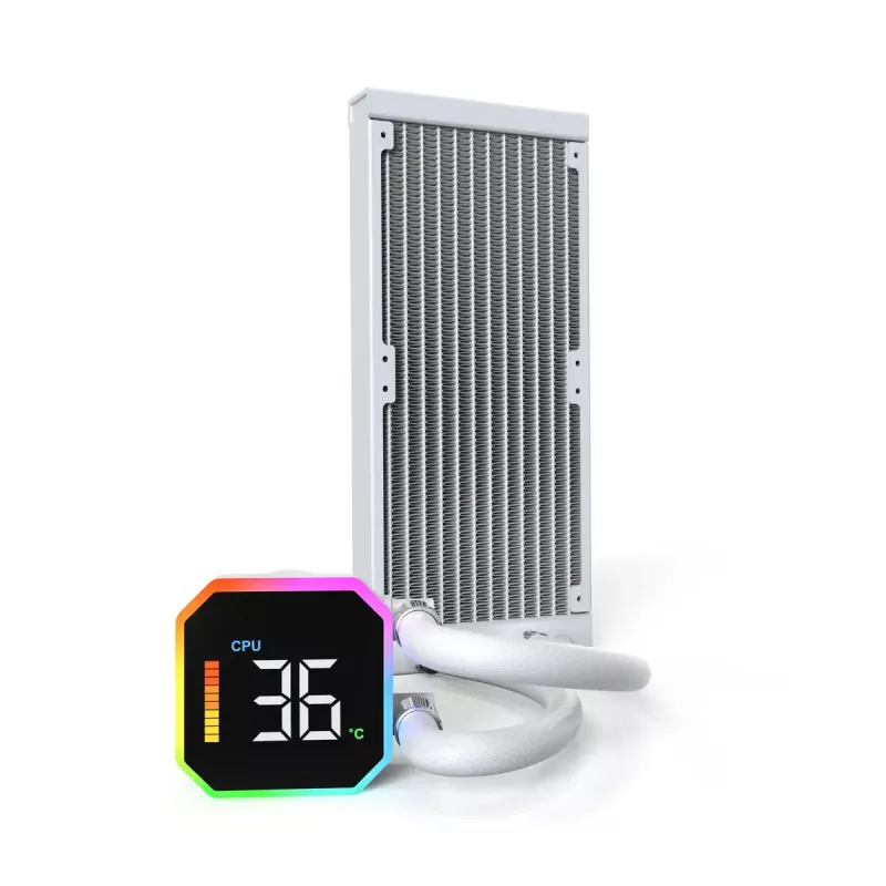 Montech HyperFlow Digital 240 procesorový All-in-One kvapalinový chladič 12 cm biely 1 ks