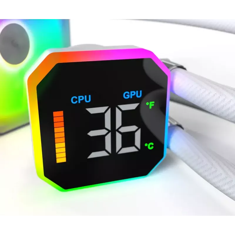Montech HyperFlow Digital 240 procesorový All-in-One kvapalinový chladič 12 cm biely 1 ks