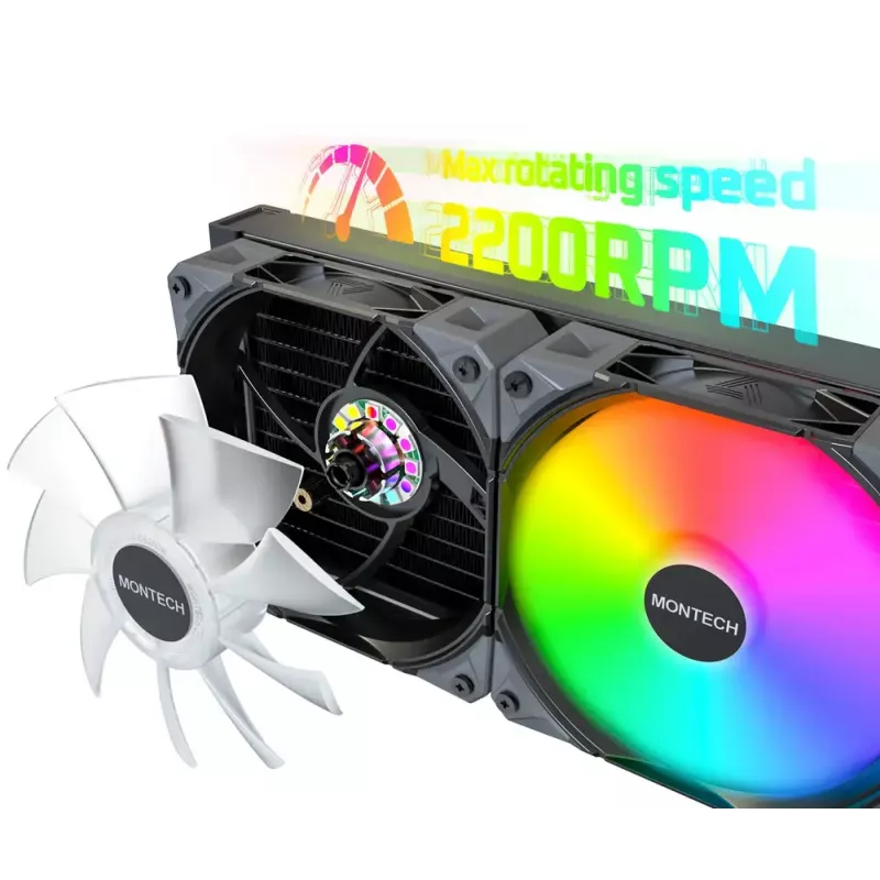 Montech HyperFlow Digital 240 procesorový All-in-One kvapalinový chladič 12 cm biely 1 ks