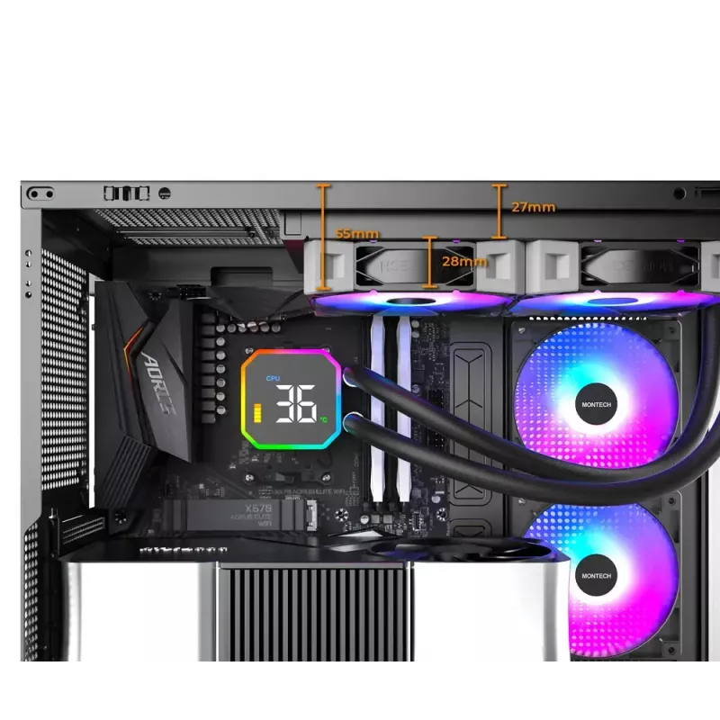 Montech HyperFlow Digital 240 procesorový All-in-One kvapalinový chladič 12 cm biely 1 ks