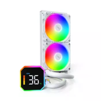 Montech HyperFlow Digital 240 procesorový All-in-One kvapalinový chladič 12 cm biely 1 ks