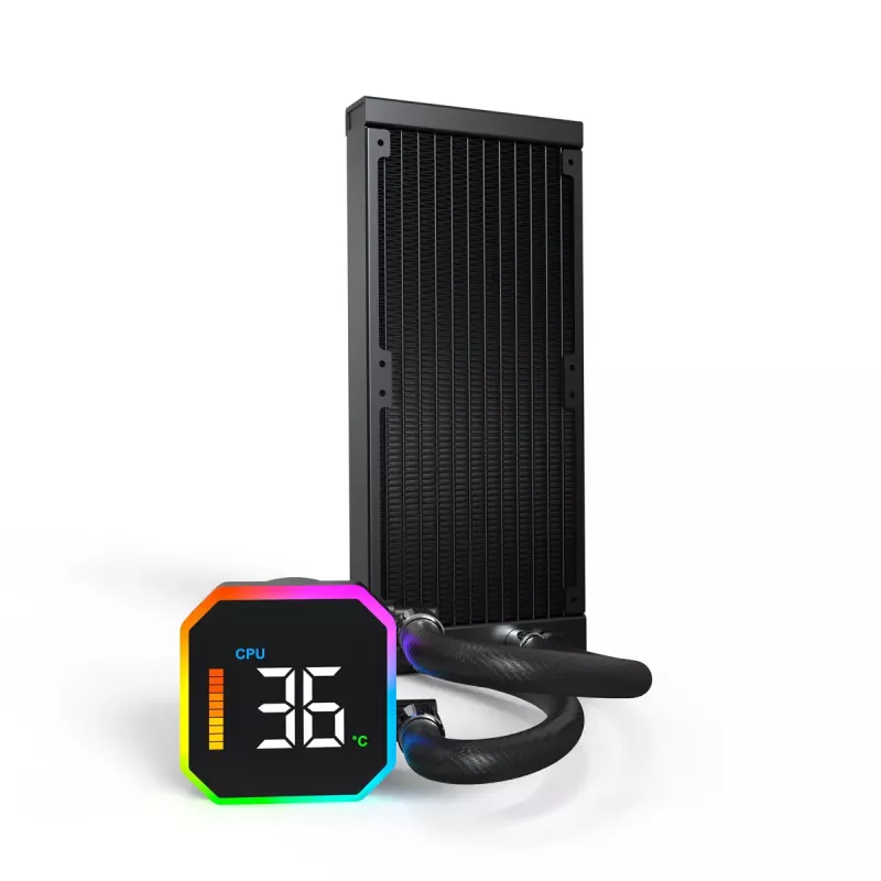 Montech HyperFlow Digital 240 procesorový All-in-One kvapalinový chladič 12 cm čierny 1 ks