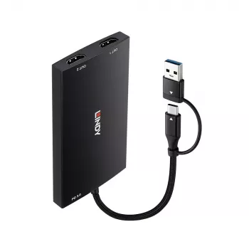 Lindy 43430 video kábel adaptér 0,11 m USB Type-C 2 x HDMI čierny