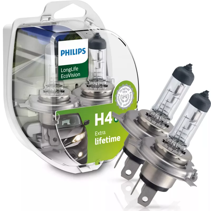Philips LongLife EcoVision 12342LLECOS2 dlhšia životnosť, 60 W, 12 V, H4, 3100 K, 2 ks