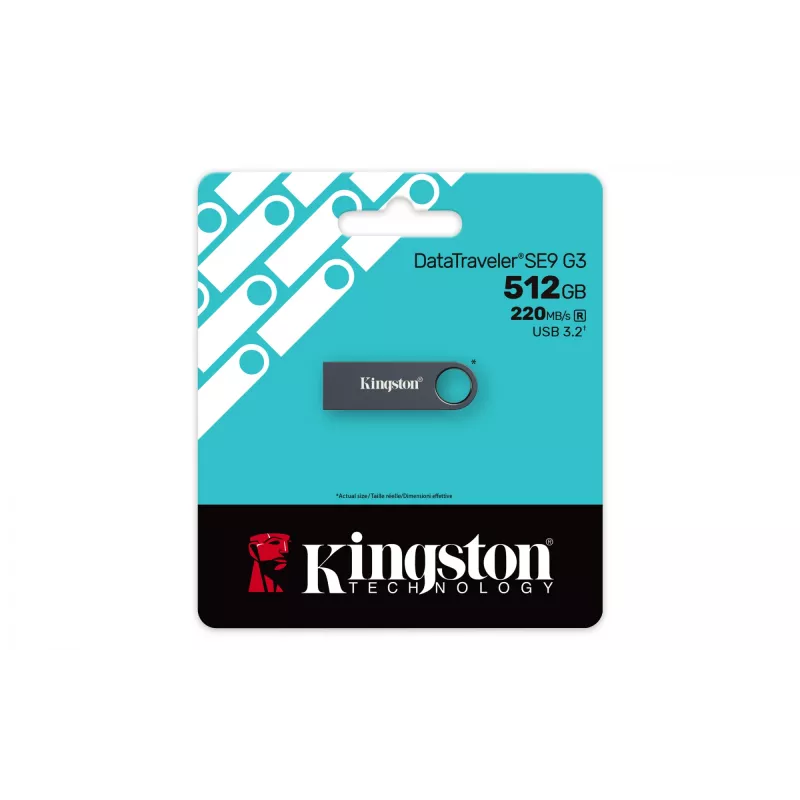 USB flash disk KINGSTON DataTraveler SE9 G3 512 GB – USB Type-A, USB 3.2 Gen 1, 220/100 MB/s, bez krytky, Dark Nickel