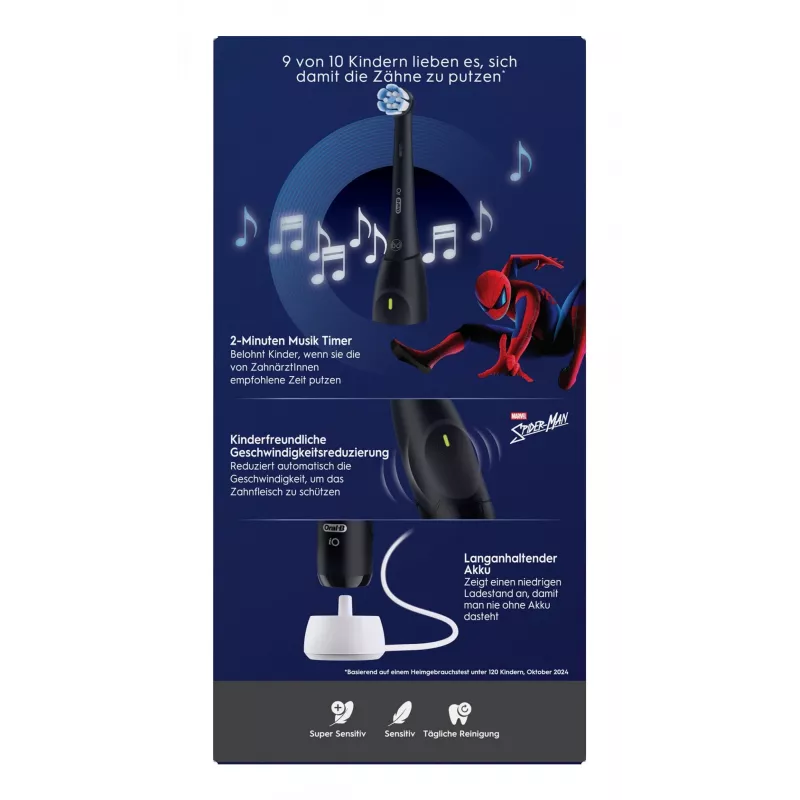 Oral-B iO Kids Spiderman elektrická detská zubná kefka čierna