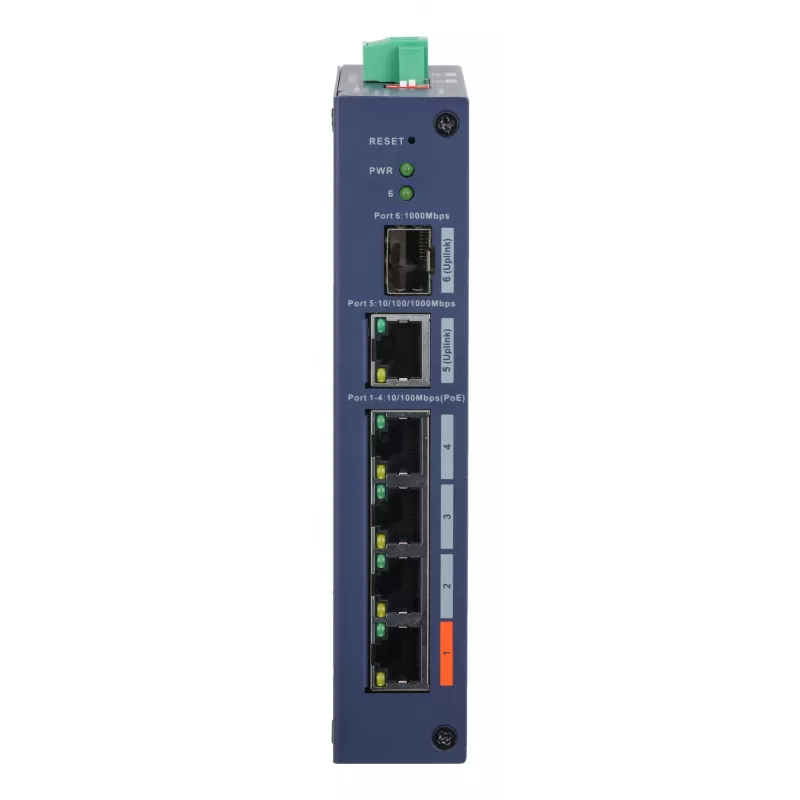 Managed Hardened Switch DAHUA CHS4106-4ET-60 — 6-portový, 4x PoE 10/100, L2, 4,8 Gbit/s, 8000 MAC
