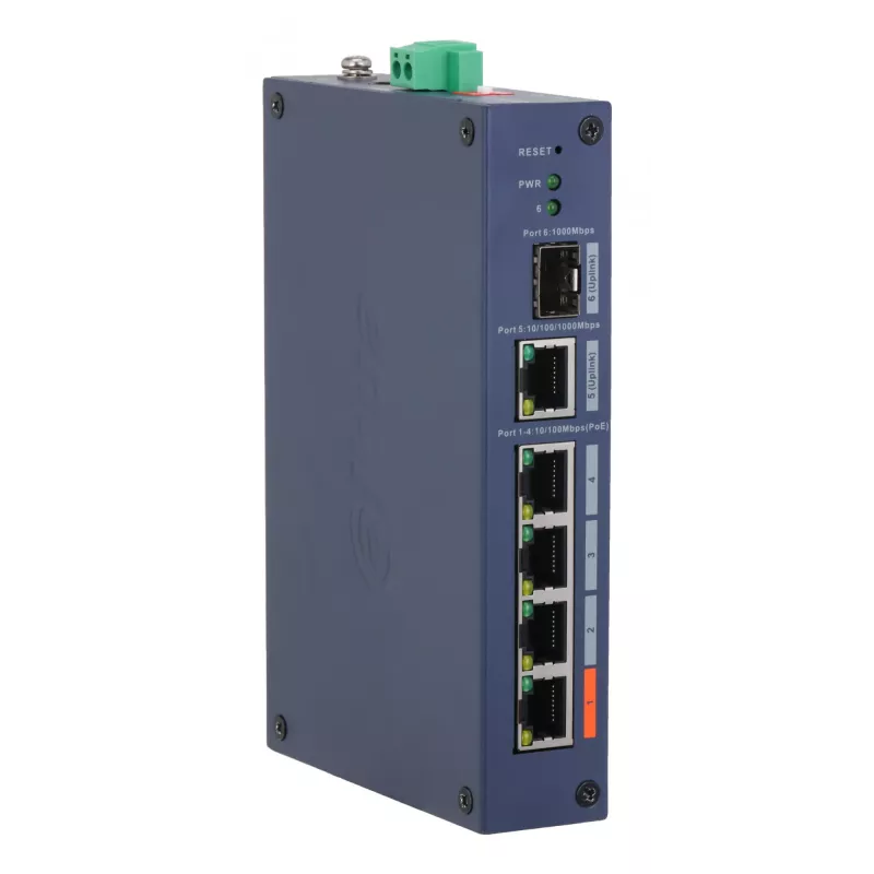 Managed Hardened Switch DAHUA CHS4106-4ET-60 — 6-portový, 4x PoE 10/100, L2, 4,8 Gbit/s, 8000 MAC