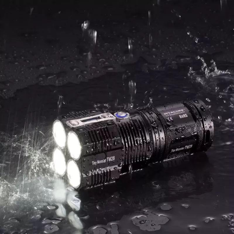 Ručná baterka Nitecore TM28, LED 4×, max. 6000 lm, Li‑Ion, čierna, dĺžka 142 mm, 414 g