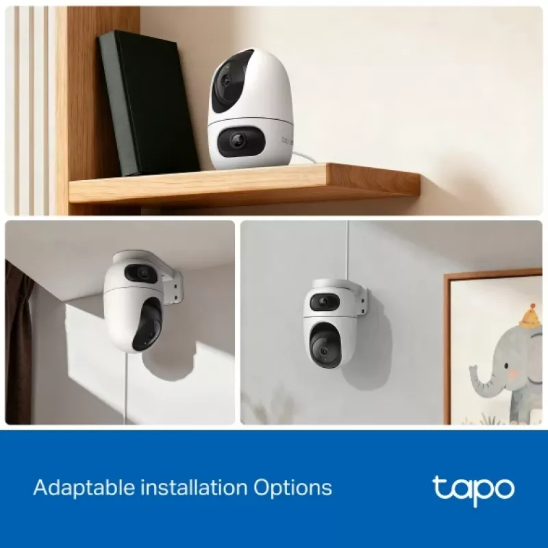 IP kamera TP-Link Tapo C245D 2304×1296, 3,1 mm objektív, 104,3° hor., montáž na strop/stenu, bezdrôtová, interiér, biela