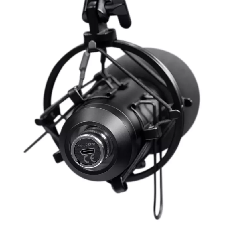 Podcastový mikrofón TRUST GXT 270 Emita II+ — kondenzátorový USB, káblový, kovové puzdro, čierny, 2,5 m kábel