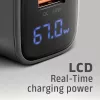 Nástenná nabíjačka AXAGON ACU-PQ67D, 67W, USB-C PD3.0 + USB-A QC4+, 2 výstupy, LCD displej, 100–240V