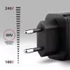 Nástenná nabíjačka AXAGON ACU-PQ67D, 67W, USB-C PD3.0 + USB-A QC4+, 2 výstupy, LCD displej, 100–240V