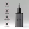 Nástenná nabíjačka AXAGON ACU-PQ67D, 67W, USB-C PD3.0 + USB-A QC4+, 2 výstupy, LCD displej, 100–240V